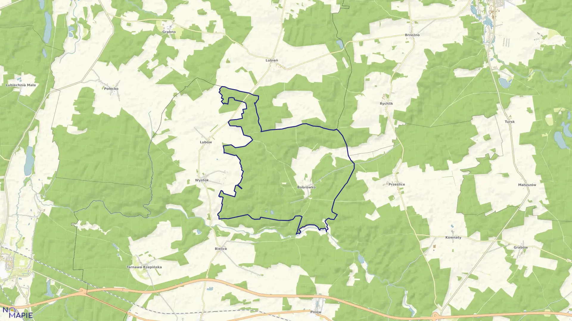 Mapa obrębu Bobrówko w gminie Torzym