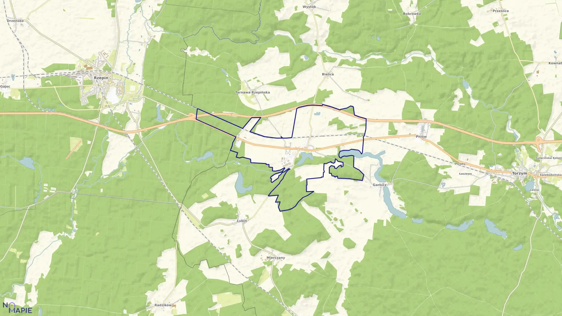 Mapa obrębu Boczów w gminie Torzym