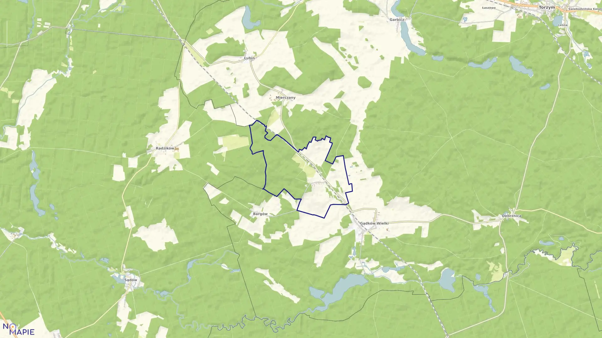 Mapa obrębu Gądków Mały w gminie Torzym
